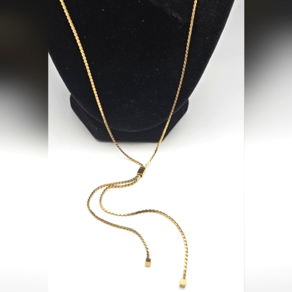 Vintage Monet gold lariat necklace - Picture 4 of 7